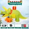GOOSH 7.5 FT Length Christmas Inflatables Dinosaur Green Triceratops with Baby Dino and Built-in LEDs